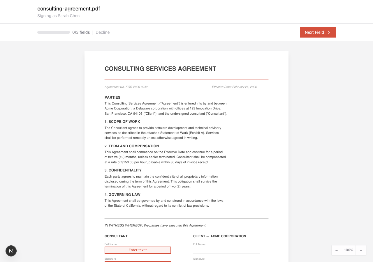 Default signing theme